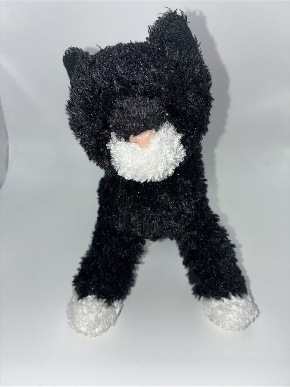 Douglas Black Cat Kitten White Feet 7" Plush